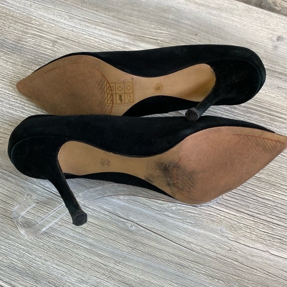 Dolce Vita black leather suede heels with silver pointed  toe tips size 6 - Picture 11 of 11